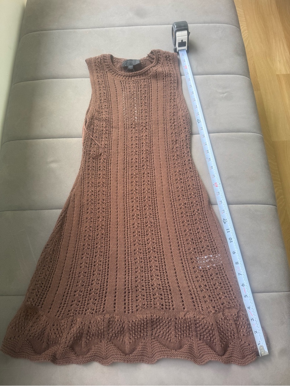 Sleeveless Brown Knit Dress- sweater material / can be worn as beach cover up